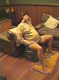 Animation of BirthRite Birthing Seat in use in a home birth