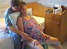 Animation of BirthRite Birthing Seat in use in a birthing suite