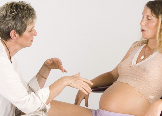 Midwife and woman using Floor Studio
