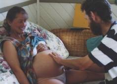 Partner checking fundal height